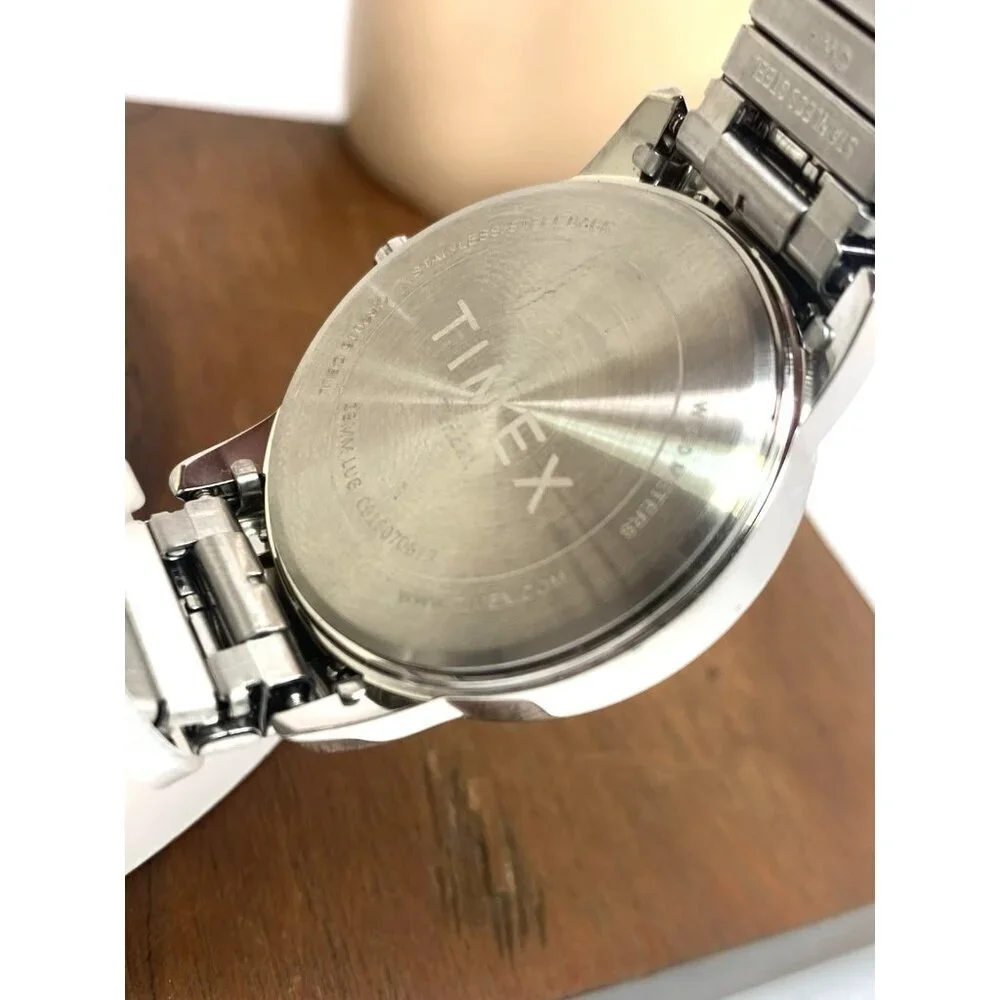 Timex Men's Watch T2H311 Indiglo White Dial Quartz Two Tone Expansion Band 35mm